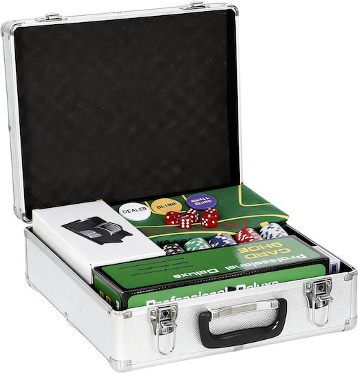 Sportnow Set of 500 Poker Chips 11.5gr in Suitcase with 5 Decks and Felt