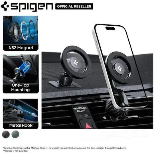 Spigen MagSafe Стойка за кола за табло с дълго рамо и кука за въздушен отвор Черна Mft13-1 Acp08319 165932 8809971231909