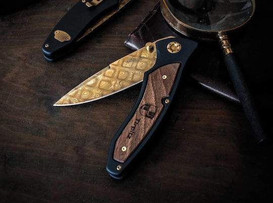 Boker Tirpitz Джобно ножче Damast Gold в Калъф