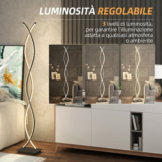 HomCom LED Floor Lamp with Natural White Light 1960lm Black