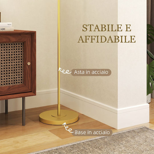 HomCom Floor Lamp H163.5cm with E27 Lamp Bulb Base Gold