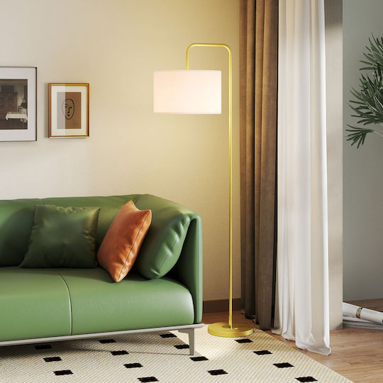 HomCom Floor Lamp H163.5cm with E27 Lamp Bulb Base Gold