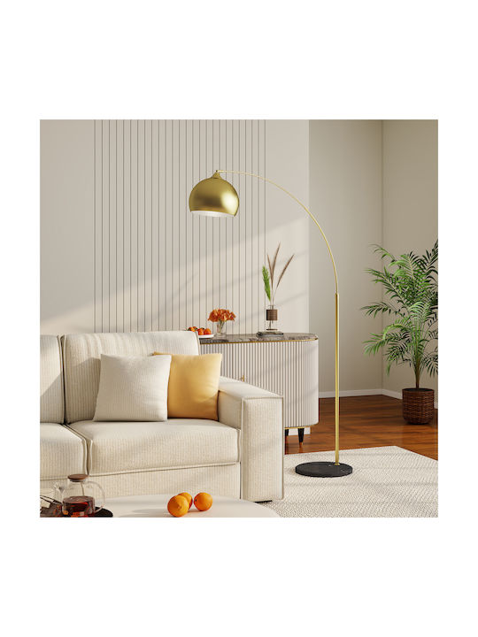 HomCom Vintage Floor Lamp with Lamp Bulb Base for E27 Gold