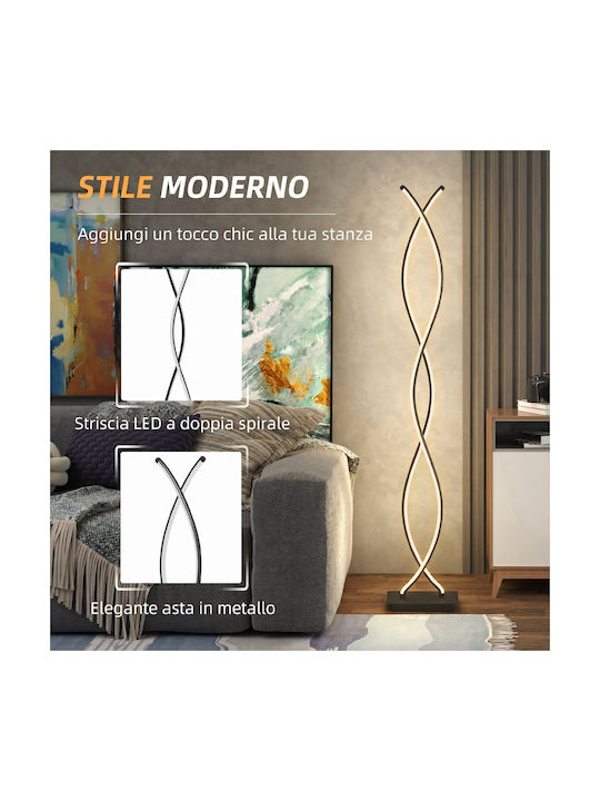 HomCom LED Φωτιστικό Δαπέδου με Φυσικό Λευκό Φως 1960lm Μαύρο