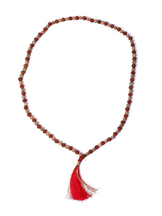 Mala 108 Perlen Mondstein Samen Rudraksha Quaste