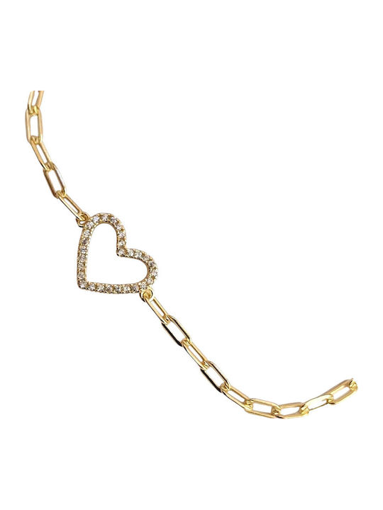 Prince Silvero Damentrailing mit Herz-Design aus Silber Vergoldet mit Zirkon 15cm