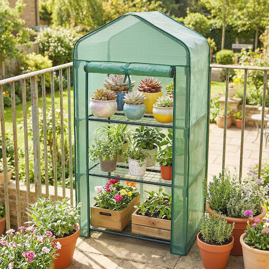 Outsunny 84H-069V01GN Greenhouse with Metallic Frame and Shelves 0.59x0.39x1.27m