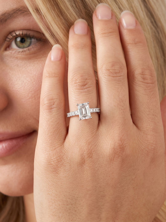 Kiriakos Gofas Einzelner Stein aus Weißgold 14K mit Diamant