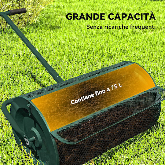 Outsunny 84H-363V00GN Τροχήλατος Διανομέας Σπόρων / Λιπάσματος με Χωρητικότητα 75lt