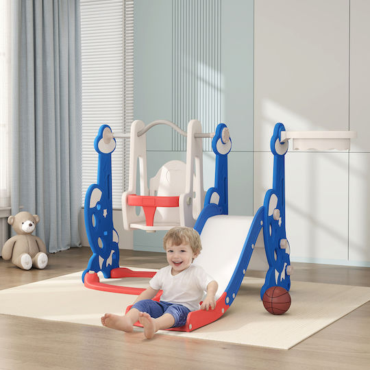 Aiyaplay Slide with Basketball Hoop & Swing Navy Blue