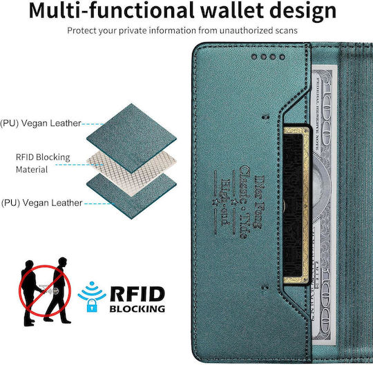Motorola Edge 70 Fusion 5g Case Dierfeng Strong Magnetic Leather Wallet Green