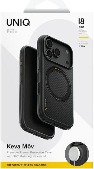 Uniq Keva Лилав Калъф за Мобилен Телефон iPhone 18 Pro iPhone 17 Pro Magclick Зареждане Черен