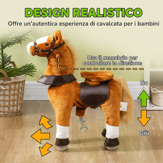 Aiyaplay Rocking Horse Toy for 3+ Months with Sounds & Wheels for Weight up to 60kg Brown