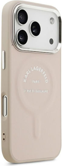 Karl Lagerfeld iPhone 18 Pro Max iPhone 17 Pro Max Hard Case Magsafe Eco Leather Lining Embossed Open Ring Rsg Logo Pink