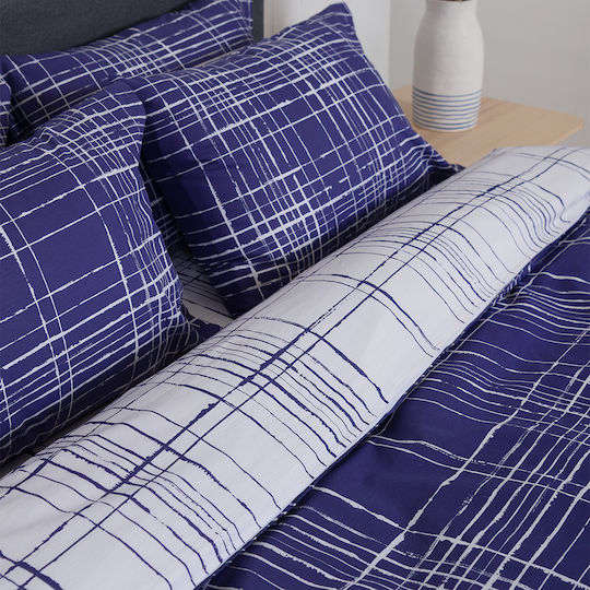 Single Duvet Cover Set 165x245 2 Sides Naf-naf Summit 152 Pacific Blue