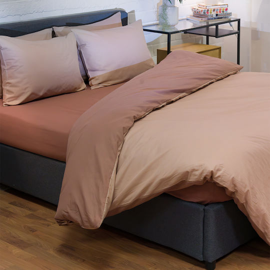 Single Duvet Cover Set 165x245 2 Sided Naf-naf Hue Taupe Amber