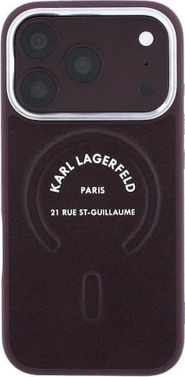 Karl Lagerfeld iPhone 18 Pro Max iPhone 17 Pro Max Hard Case Magsafe Eco Leather Lining Embossed Open Ring Rsg Logo Burgundy