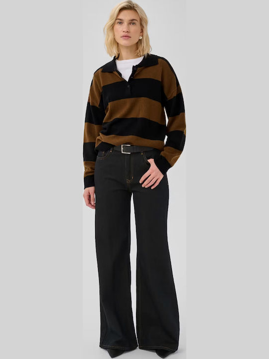 Women's Woolen Striped Brown Sweater
