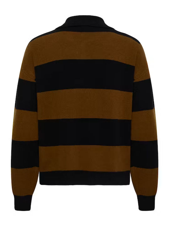 Women's Woolen Striped Brown Sweater