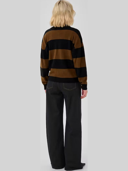 Women's Woolen Striped Brown Sweater