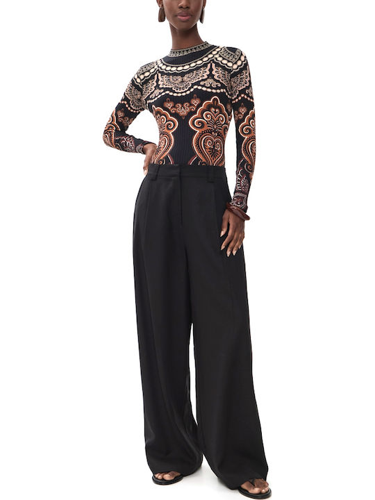 Women's Cotton Long Sleeve Blouse Brown Black Beige