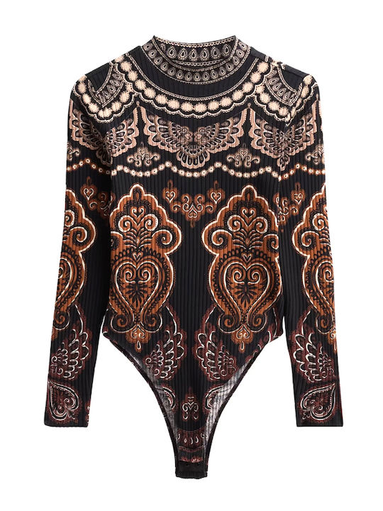 Women's Cotton Long Sleeve Blouse Brown Black Beige