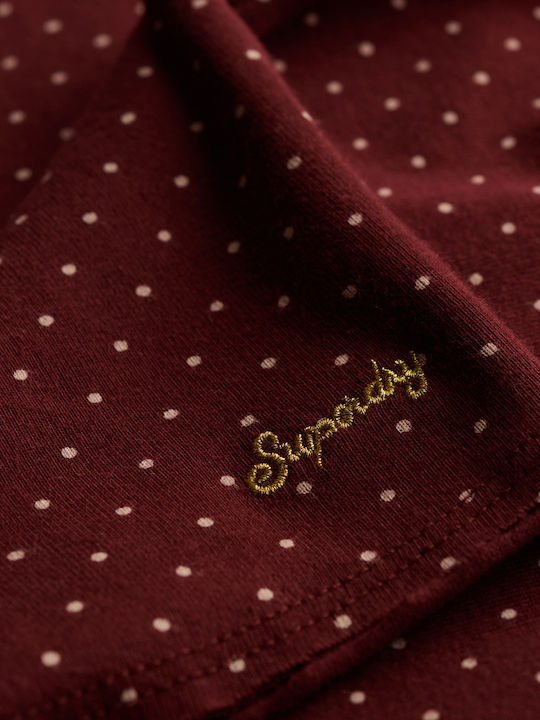 Дамска блуза С паднали рамене На точки Port Red Polka Dot