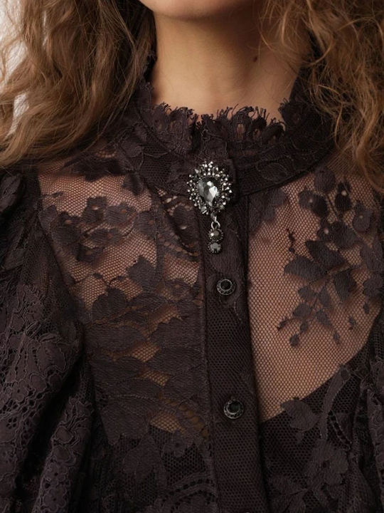 Women's Long Sleeve Brown Blouse