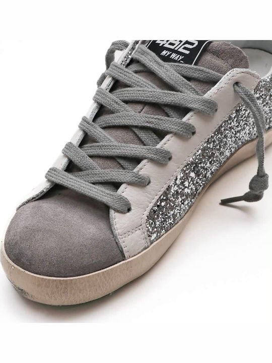 Γυναικεία Sneakers Γκρι Και Καφέ Αποχρώσεις Με Γκλίτερ Ασημί