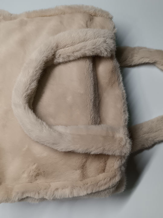 Damen-Tote-Tasche aus Fell Beige
