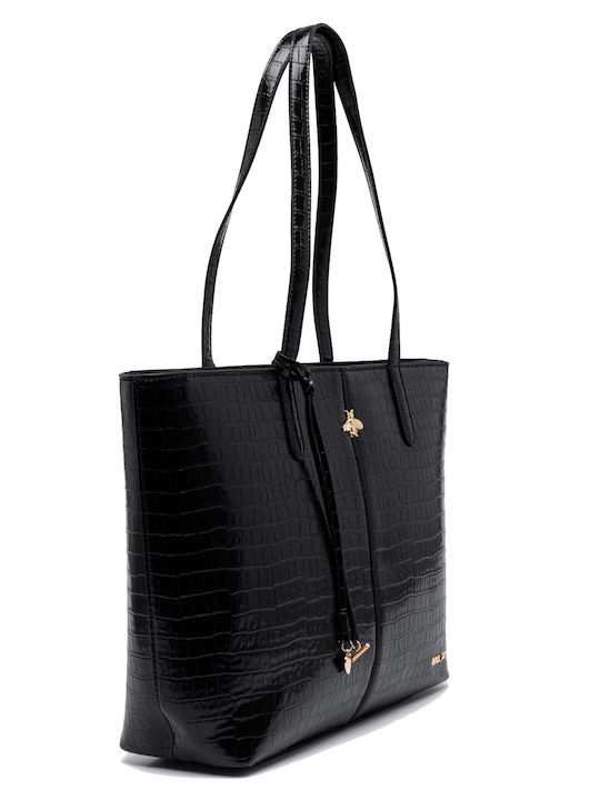 Eduina Damen-Shopper-Tasche Croco Black