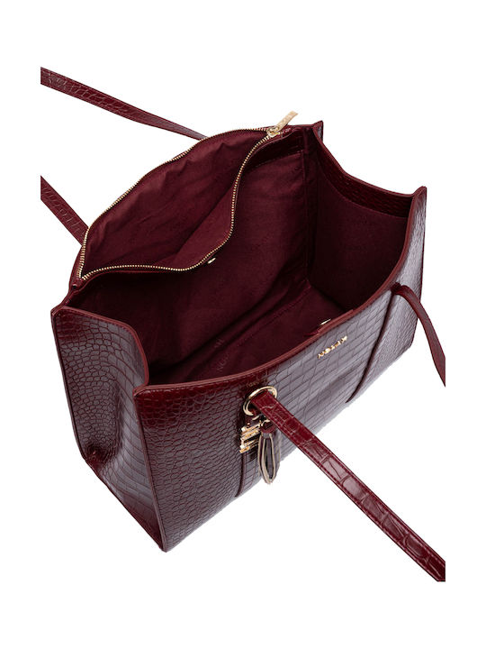 Melody Damen-Shopper Tasche mit Krokodilmuster in Burgunderrot