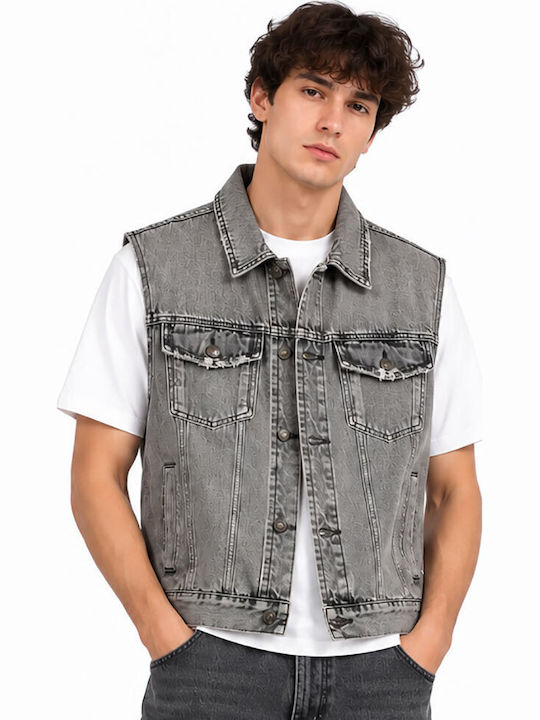 Ärmelloses Denim Jacke Grau