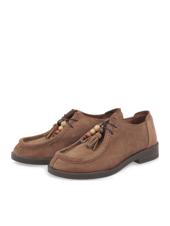 Leder Damen Mokassins in Tabac Braun Farbe