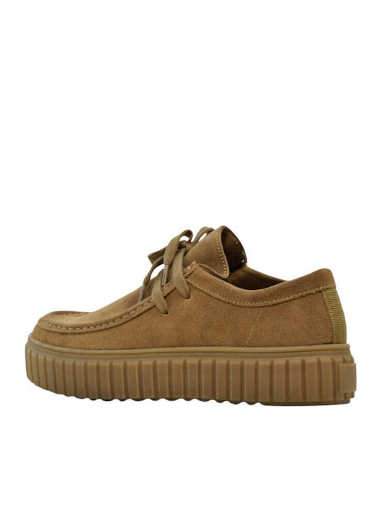Leder Damen Mokassins in Tabac Braun Farbe