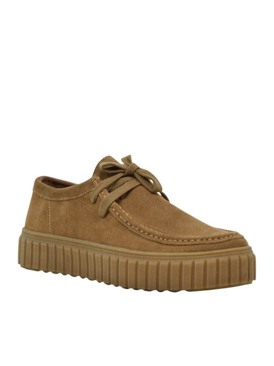 Leder Damen Mokassins in Tabac Braun Farbe