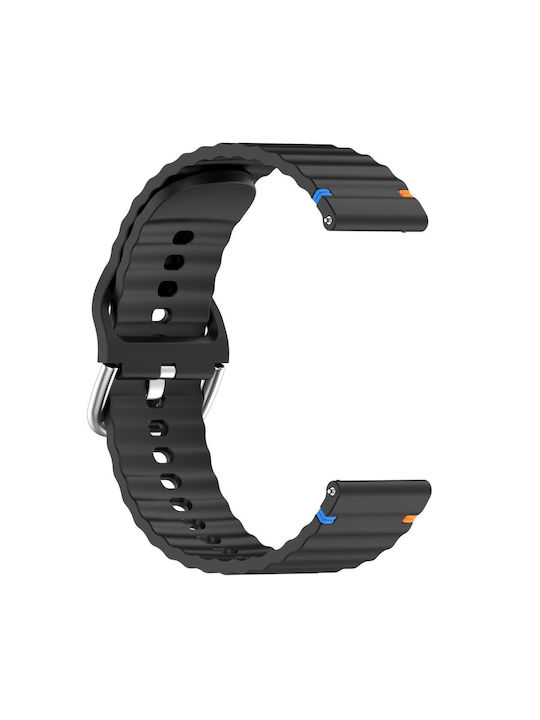 Curea Garmin Venu 3 din silicon cu model relief Wave Style 22 mm Negru