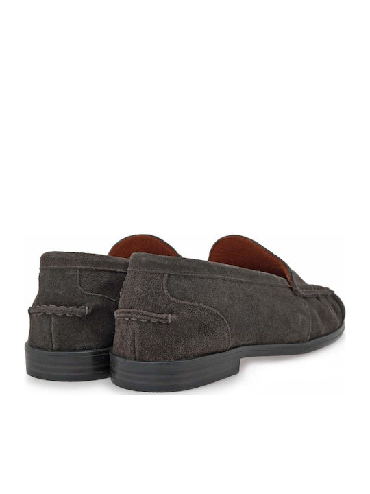 Damen Mokassins Aus Leder In Grau Farbe