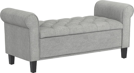Living Room Stool Bed with Storage Space Upholstered in Fabric Light Grey
