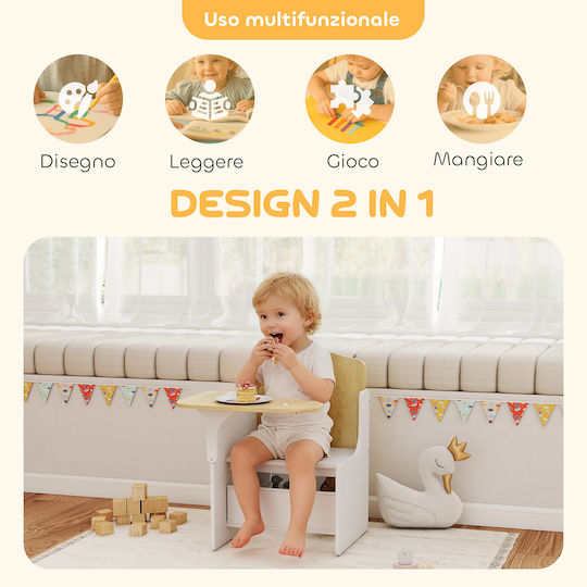 Kids Table Set with Chairs for Painting White Aiyaplay