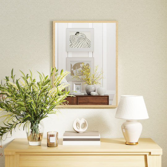 HomCom Wandspiegel mit Beige Hölzernes Rahmen 80x60cm HomCom Wandspiegel mit Beige Hölzernes Rahmen 80x60cm
