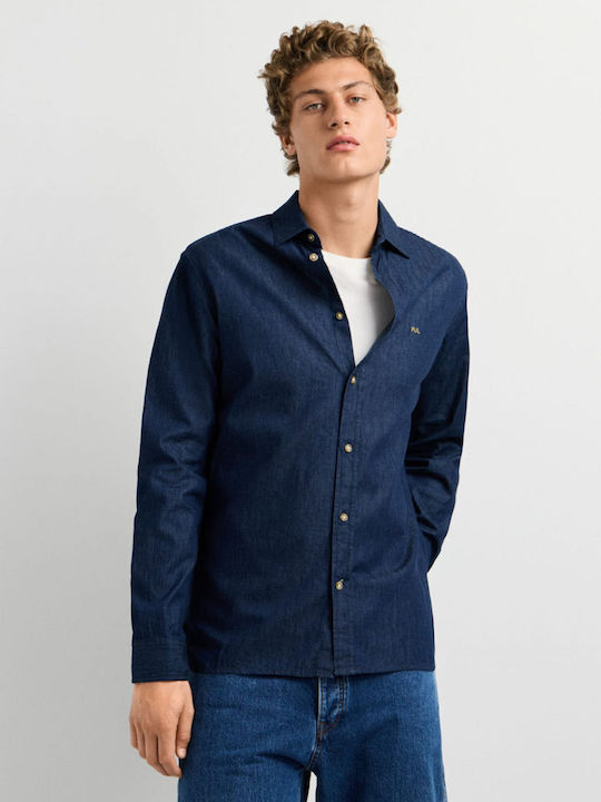 Cămașă Denim Mânecă Lungă În Linie Îngustă