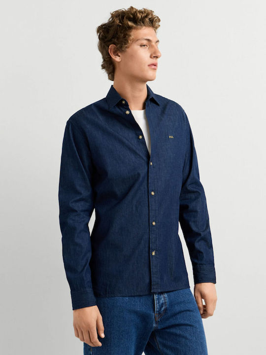 Cămașă Denim Mânecă Lungă În Linie Îngustă