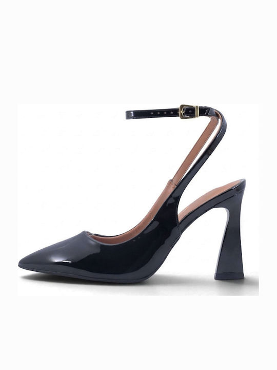 Pointed Toe Heels from Patent Leather with High Heel Black