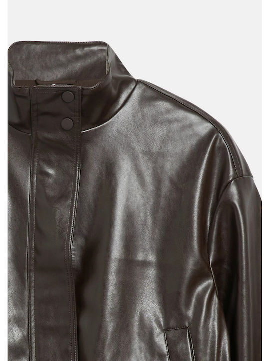 Damen Biker Jacke Braun