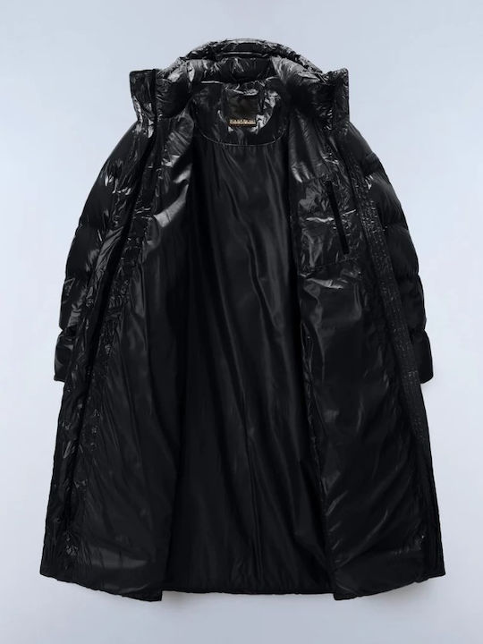 Long Women's Puffer Jacket for Winter Black