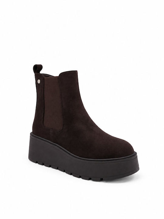 Wildleder Damen Chelsea-Stiefel Braun