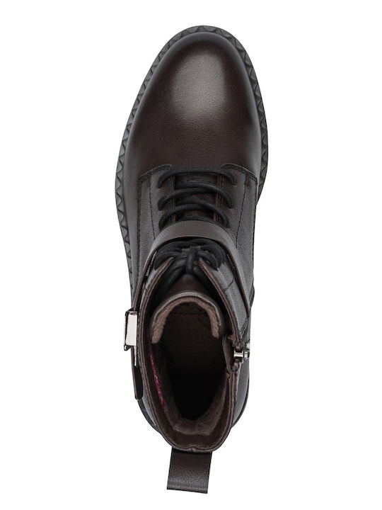 Leder Damen Kampfstiefel Braun