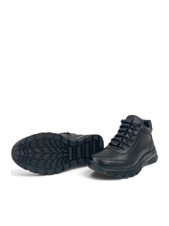 Leder Damen Stiefeletten Schwarz