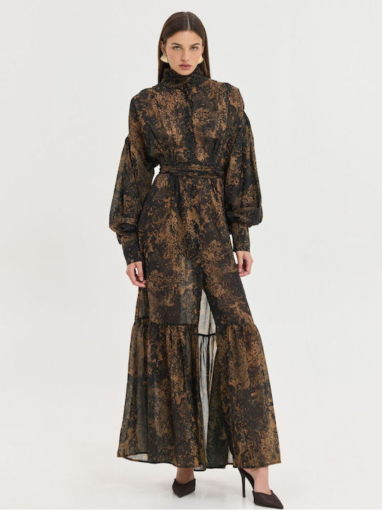 Summer Maxi Shirt Dress Brown